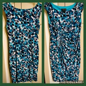 Very flattering pleated waist look illusion dress.